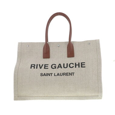 Saint Laurent- Rive Gauche Canvas Leather Tote Bag