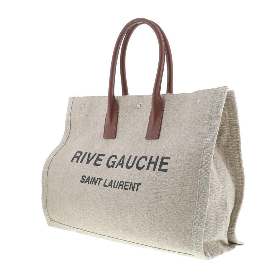 Saint Laurent- Rive Gauche Canvas Leather Tote Bag