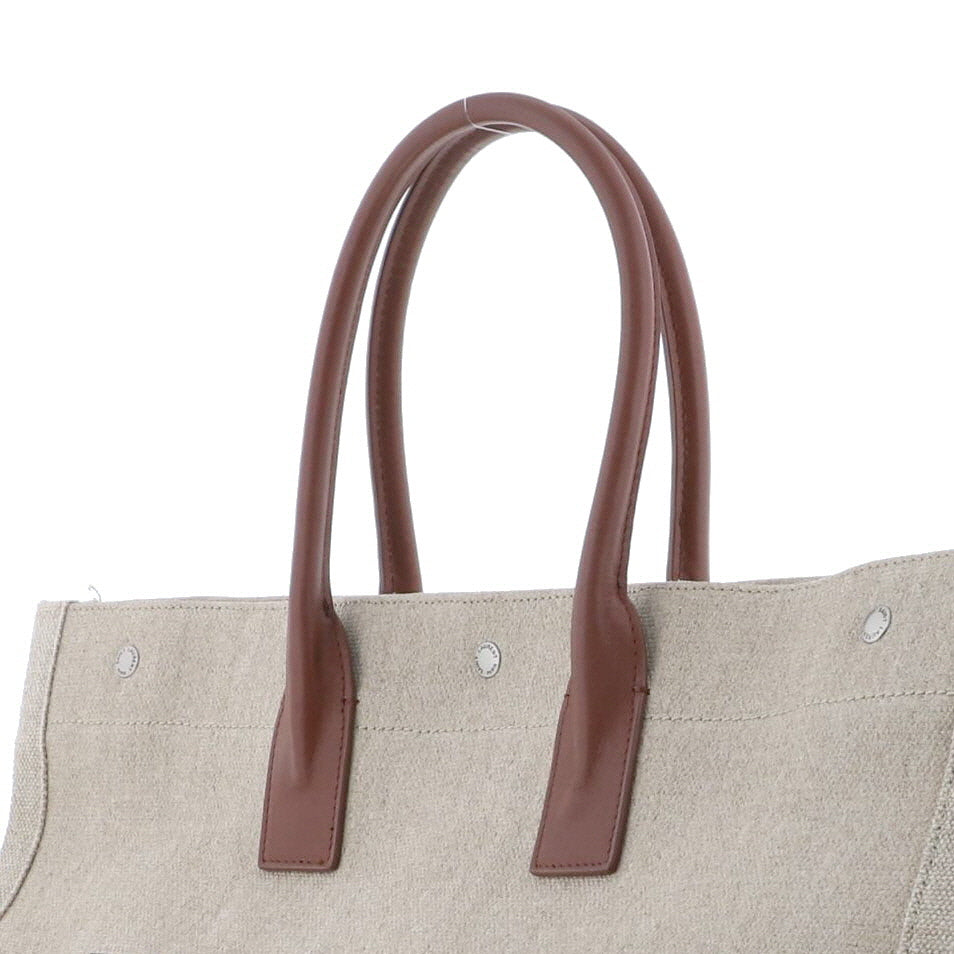 Saint Laurent- Rive Gauche Canvas Leather Tote Bag
