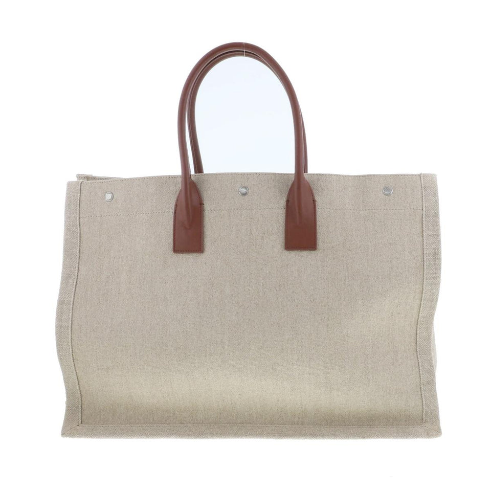 Saint Laurent- Rive Gauche Canvas Leather Tote Bag