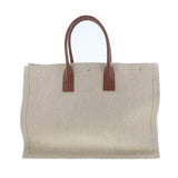 Saint Laurent- Rive Gauche Canvas Leather Tote Bag