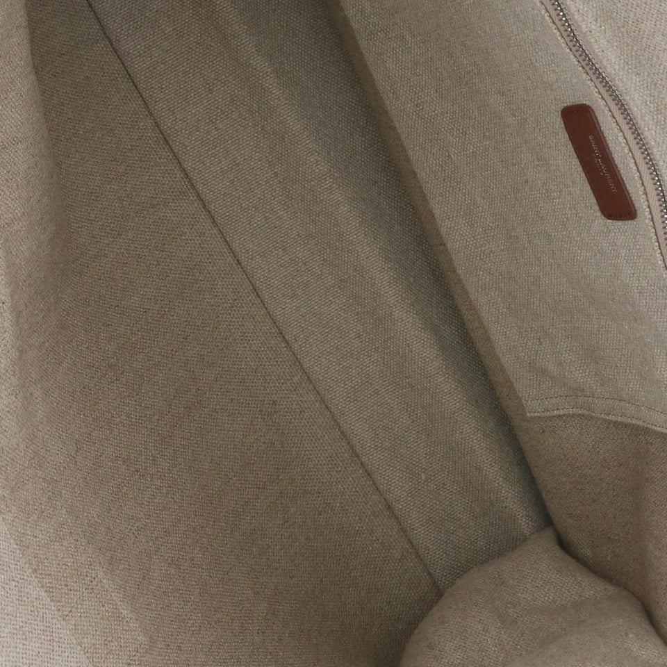 Saint Laurent- Rive Gauche Canvas Leather Tote Bag