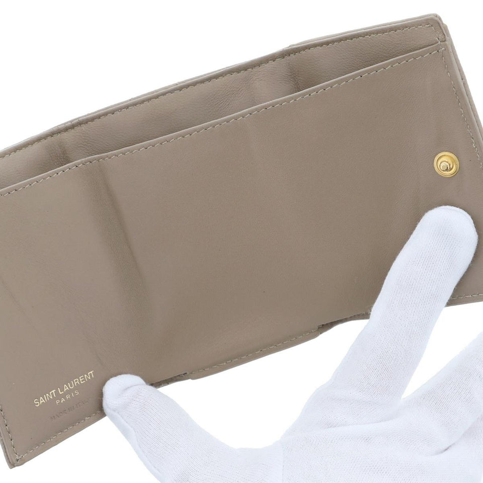 Saint Laurent- Leather Trifold Tiny Wallet