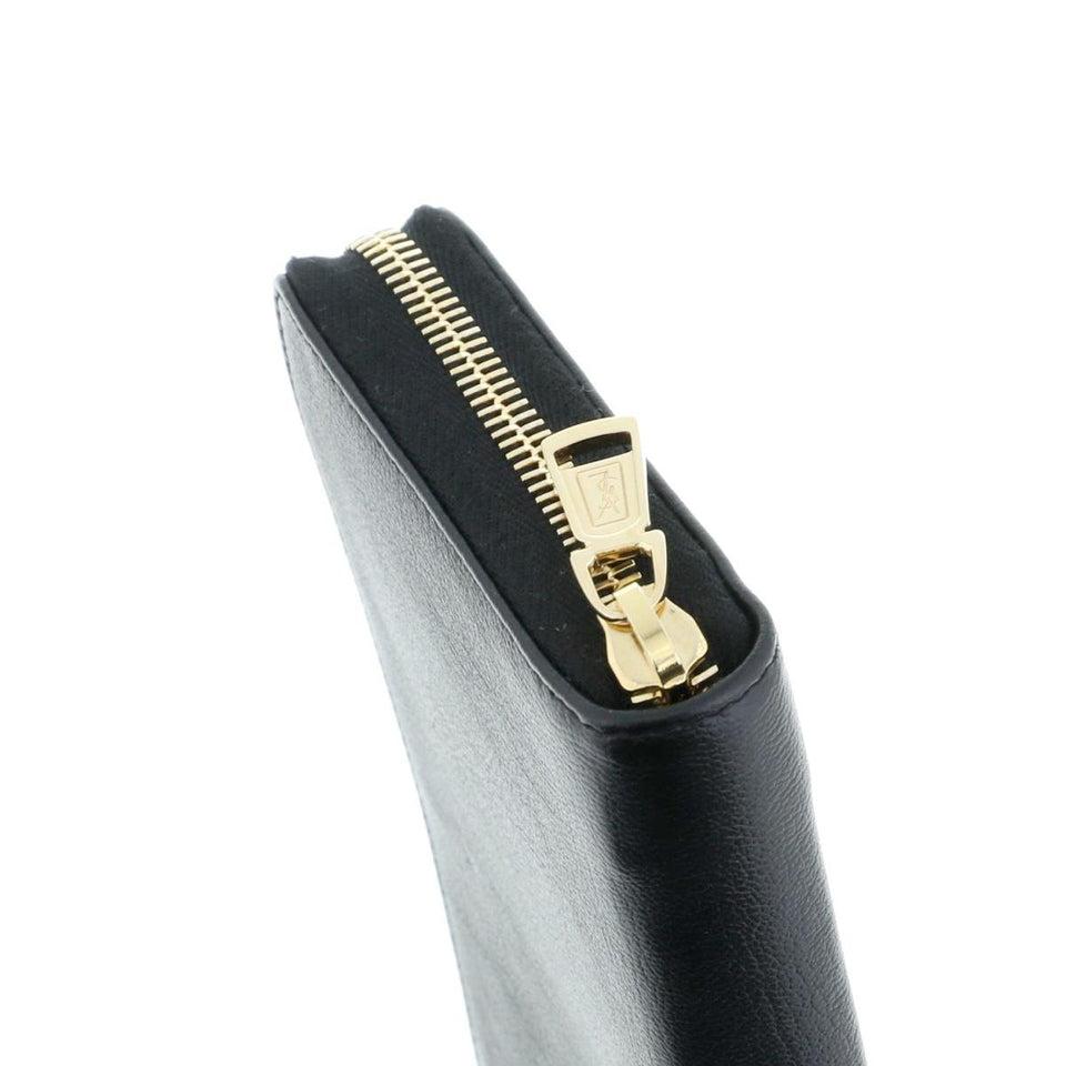 Saint Laurent- Leather Round Zipper Long Wallet