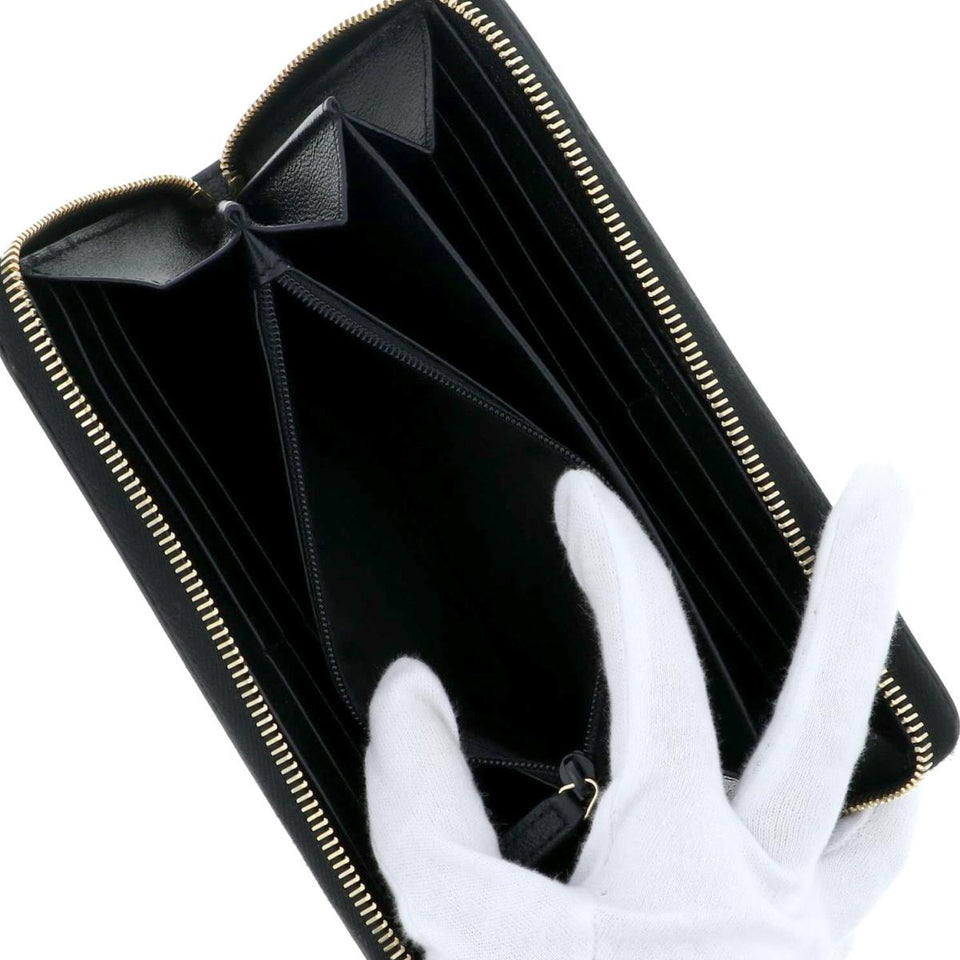 Saint Laurent- Leather Round Zipper Long Wallet
