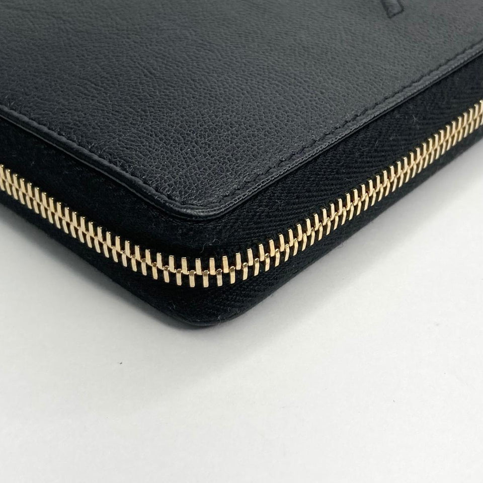 Saint Laurent- Leather Round Zipper Long Wallet