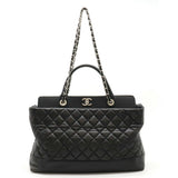 Chanel Leather Matelassé Portobello 2way Bag Black