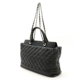 Chanel Leather Matelassé Portobello 2way Bag Black