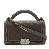 Chanel Leather Boy Chanel Top Handle 2way Chain Bag A94804