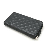 Chanel Diamond Stitch Coco Mark Long Zip Wallet Leather Black