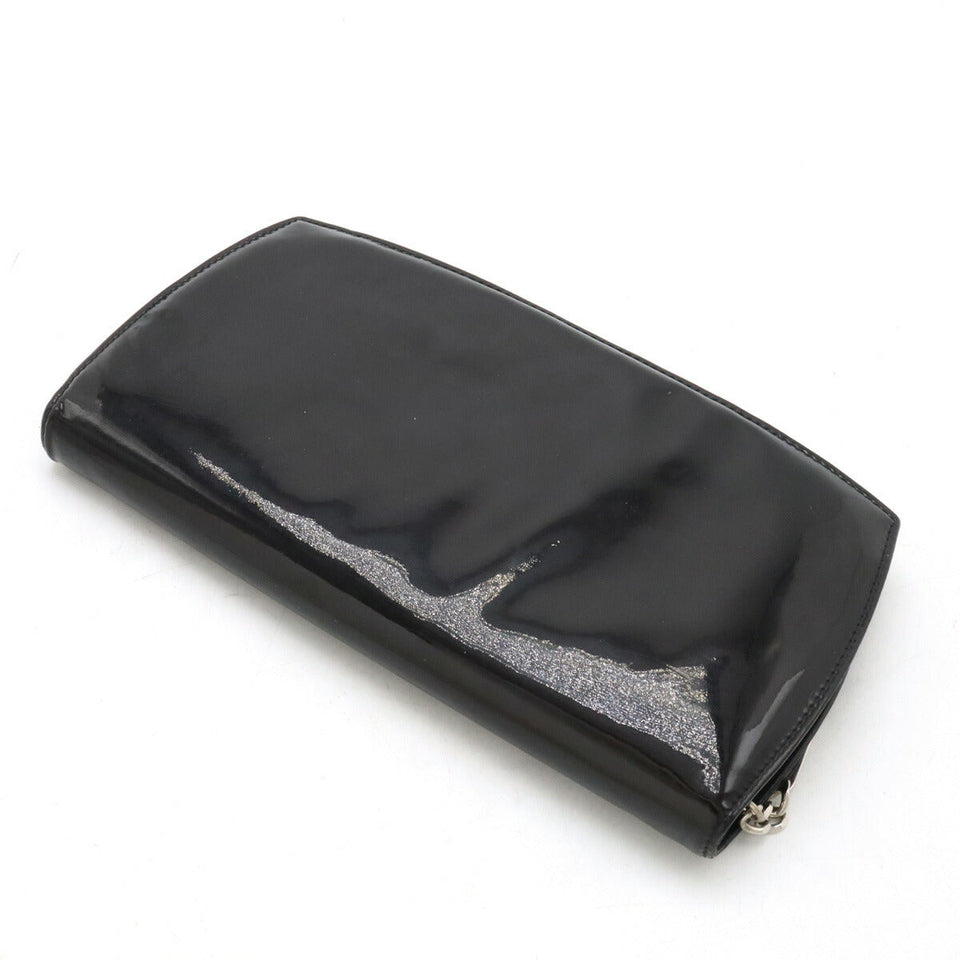 Chanel Patent Leather Make Up Coco Mark Long Wallet A47662
