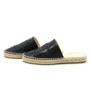 Chanel Coco Mark Leather Espadrille Sandals