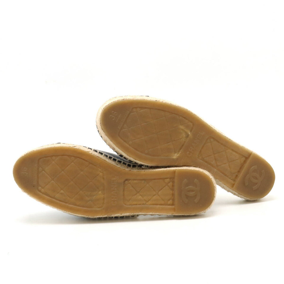 Chanel Coco Mark Leather Espadrille Sandals
