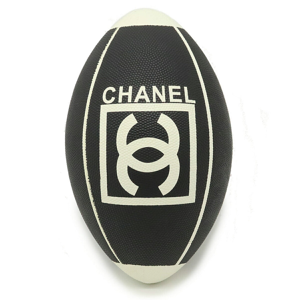 Chanel Rubber Coco Mark Rugby Ball Black White Used