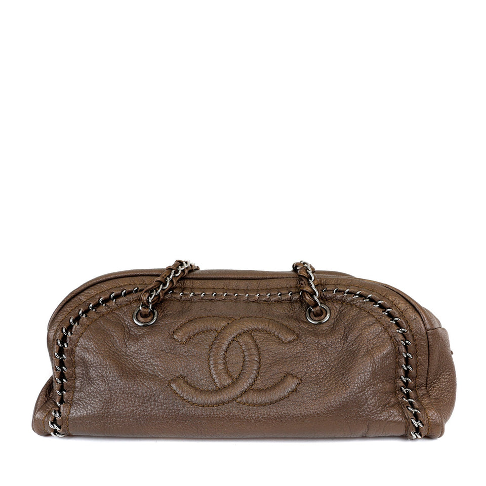 Chanel Metallic Brown CC Bowler Bag with Silver Hardware – Bags Junction