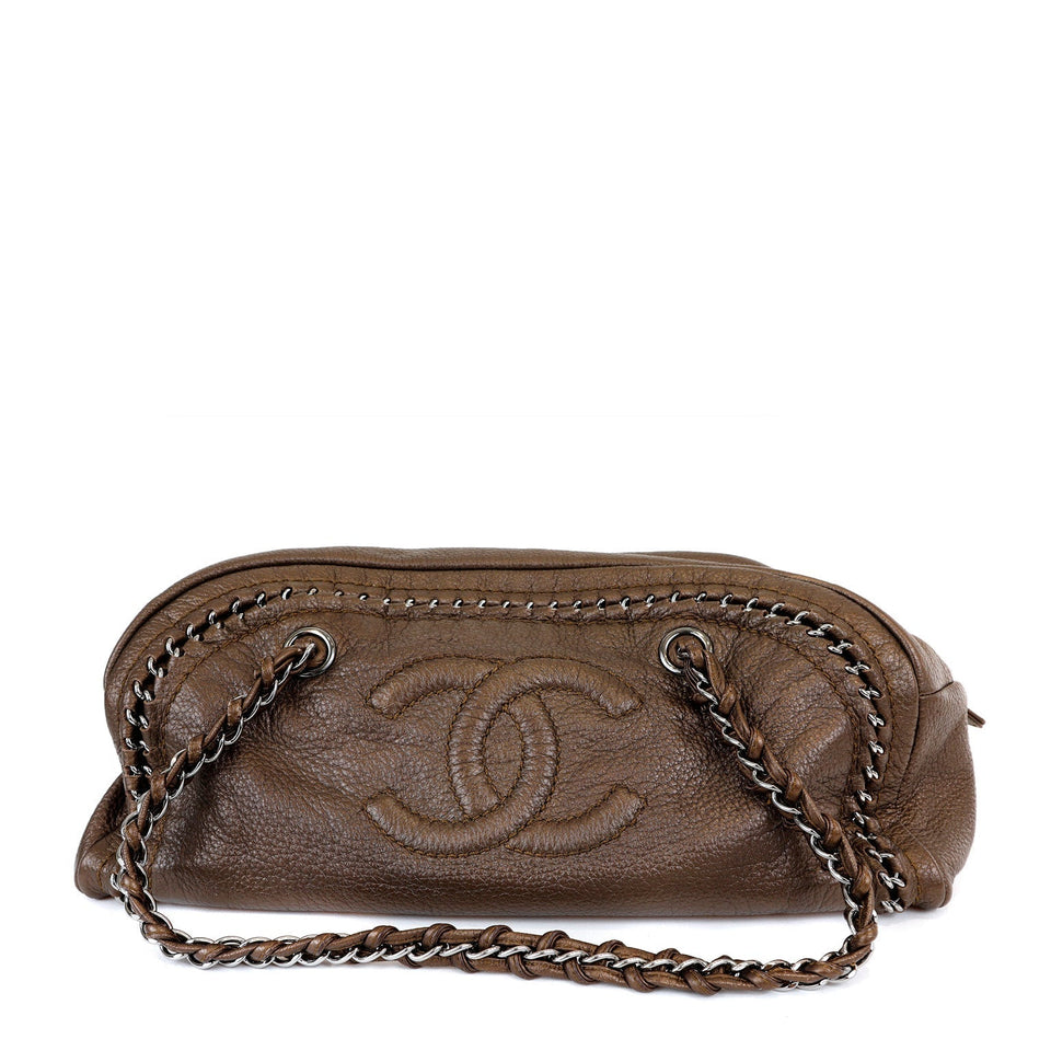 Chanel Metallic Brown CC Bowler Bag with Silver Hardware – Bags Junction