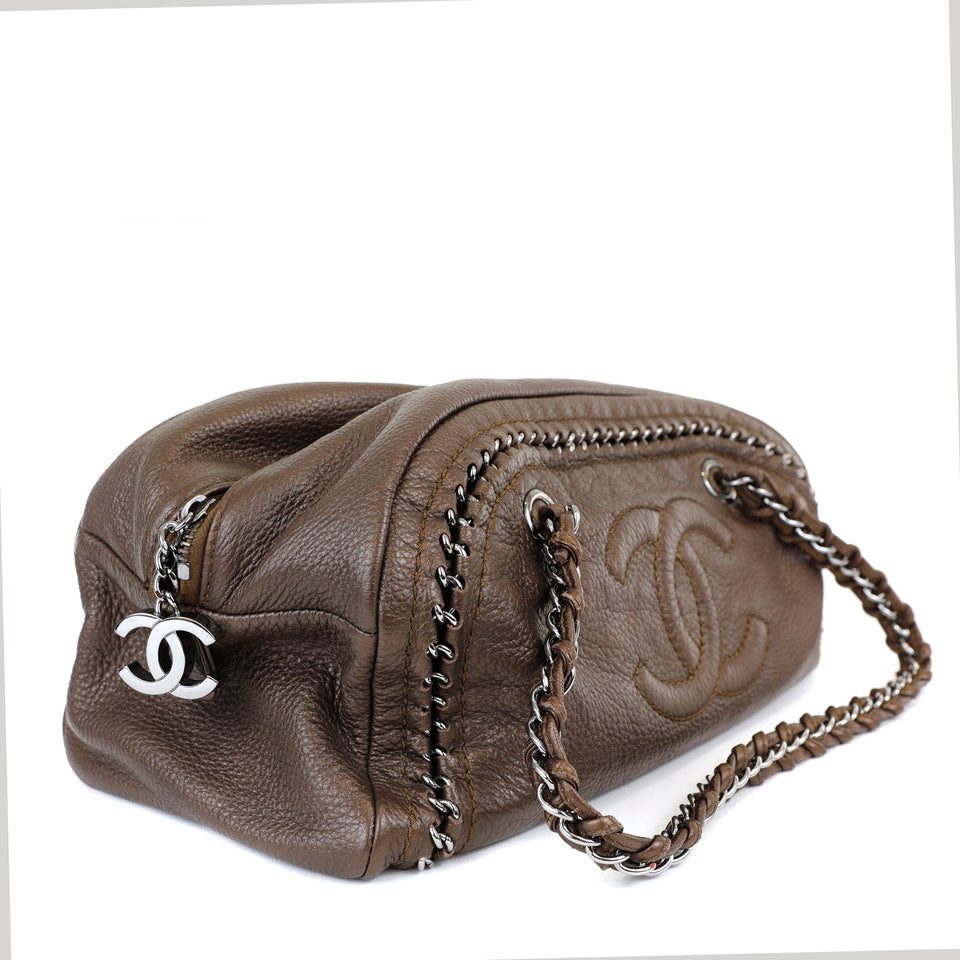 Chanel Metallic Brown CC Bowler Bag with Silver Hardware – Bags Junction
