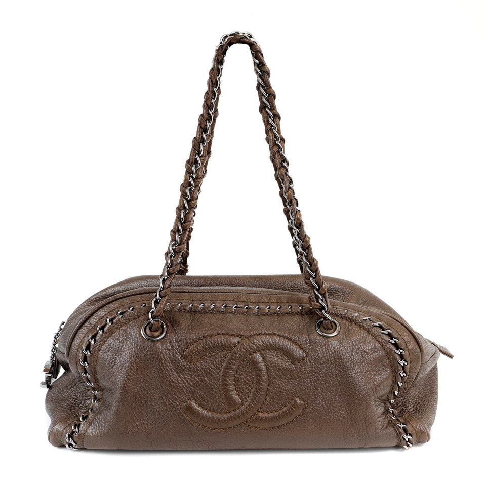 Chanel Metallic Brown CC Bowler Bag with Silver Hardware – Bags Junction
