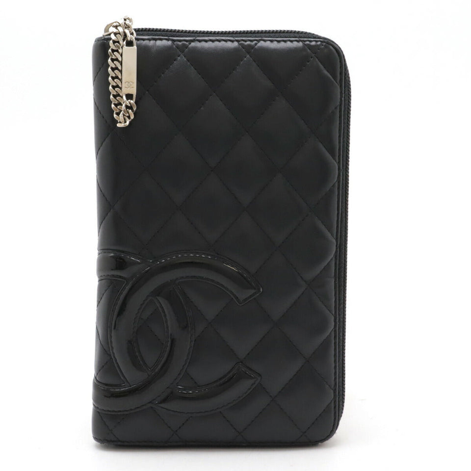 Chanel Cambon Line Coco Mark Leather Enamel Long Wallet A48660