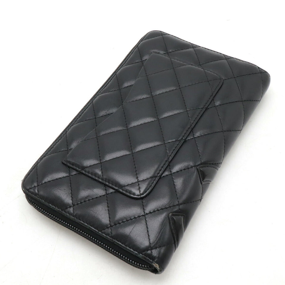 Chanel Cambon Line Coco Mark Leather Enamel Long Wallet A48660