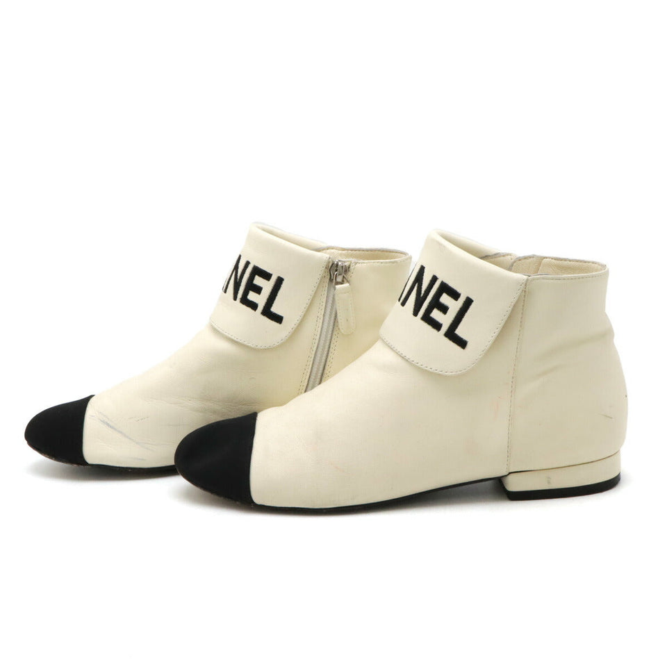 Chanel Fabric Leather Short Boots