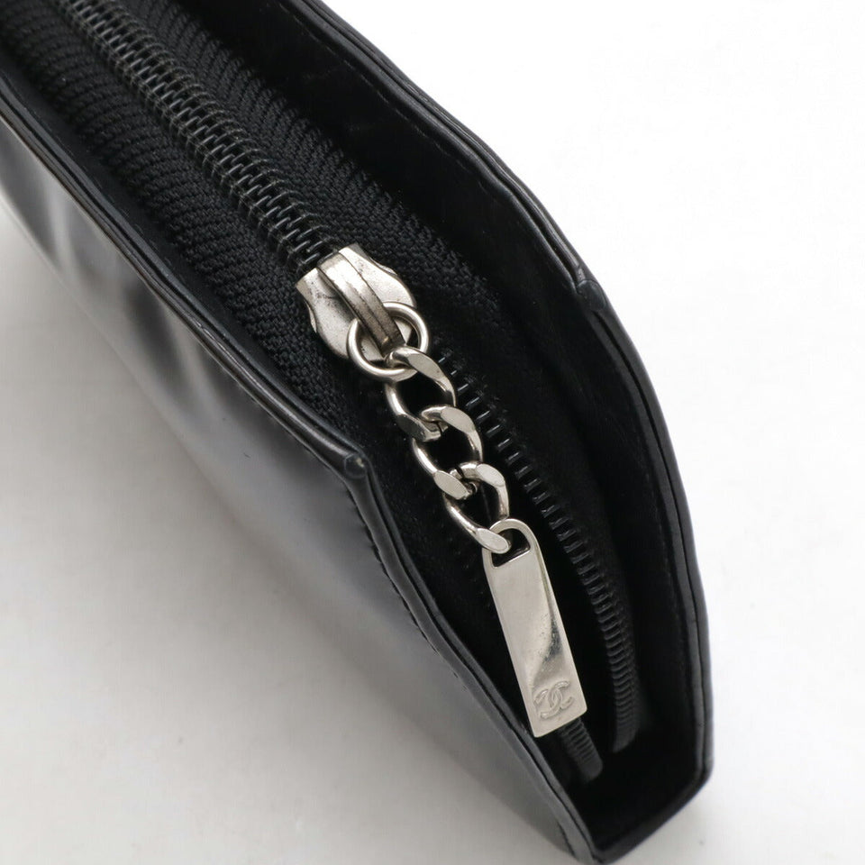 Chanel Patent Leather Make Up Coco Mark Long Wallet A47663