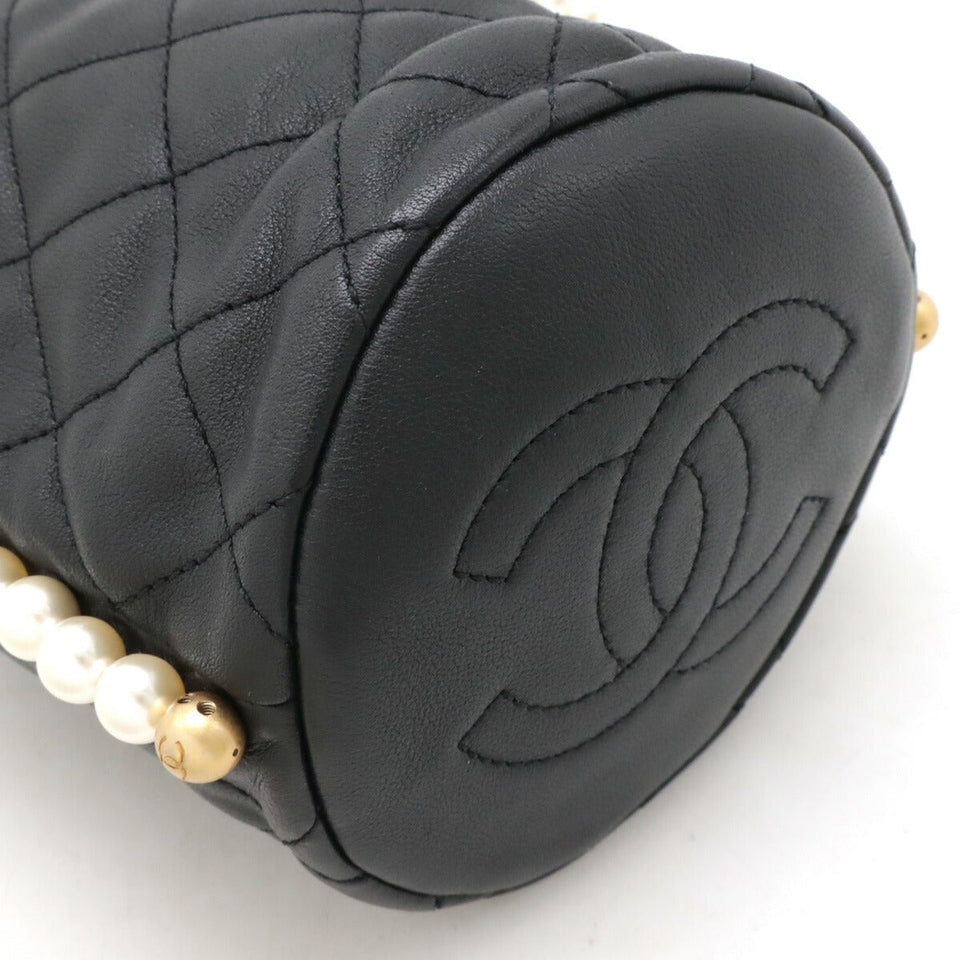 Chanel Leather Matelasse Coco Mark Pearl Chain Shoulder Bag AS2529