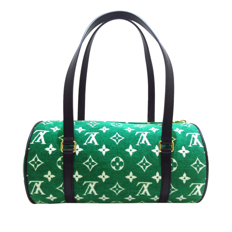 Louis Vuitton Papillon 30 Green Monogram Jacquard Velvet Handbag