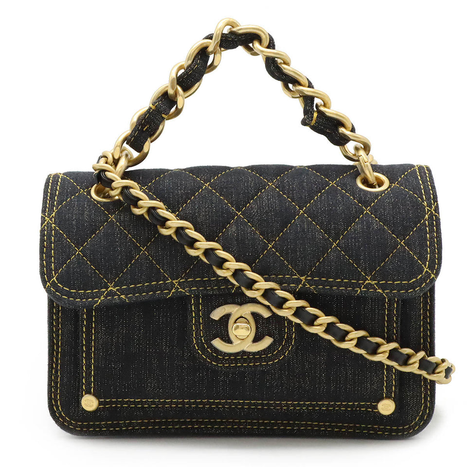 Chanel Denim Matelasse Coco Mark 2way Shoulder Bag AS4051