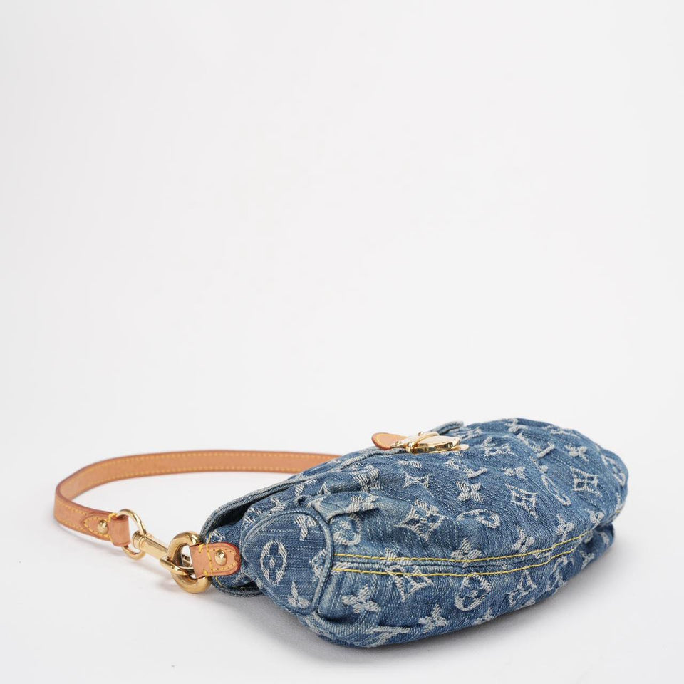 Louis Vuitton Pleaty Vintage Monogram Mini Denim Handbag