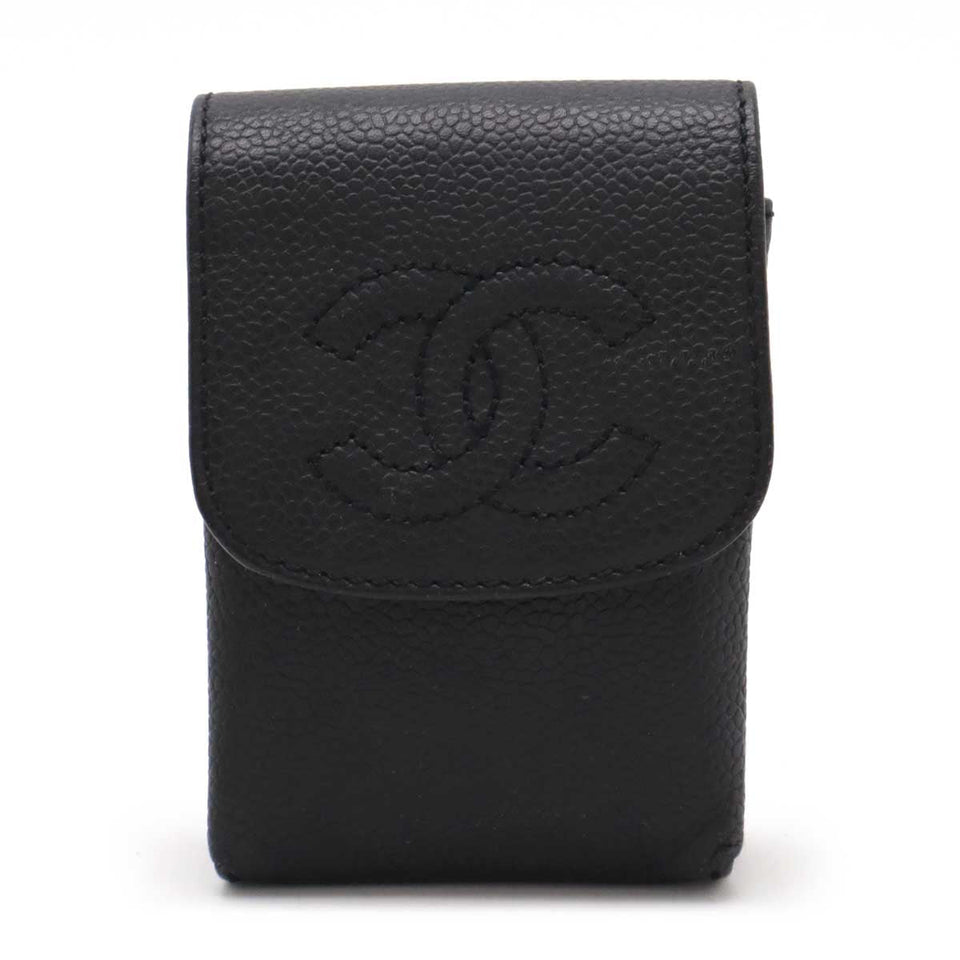 Chanel Caviar Skin Coco Mark Cigarette Case Leather A13511