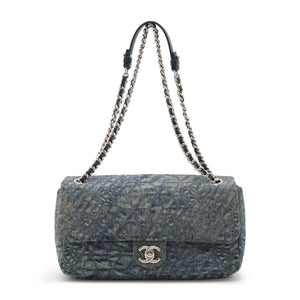 Chanel Denim Camellia Coco Mark Shoulder Bag