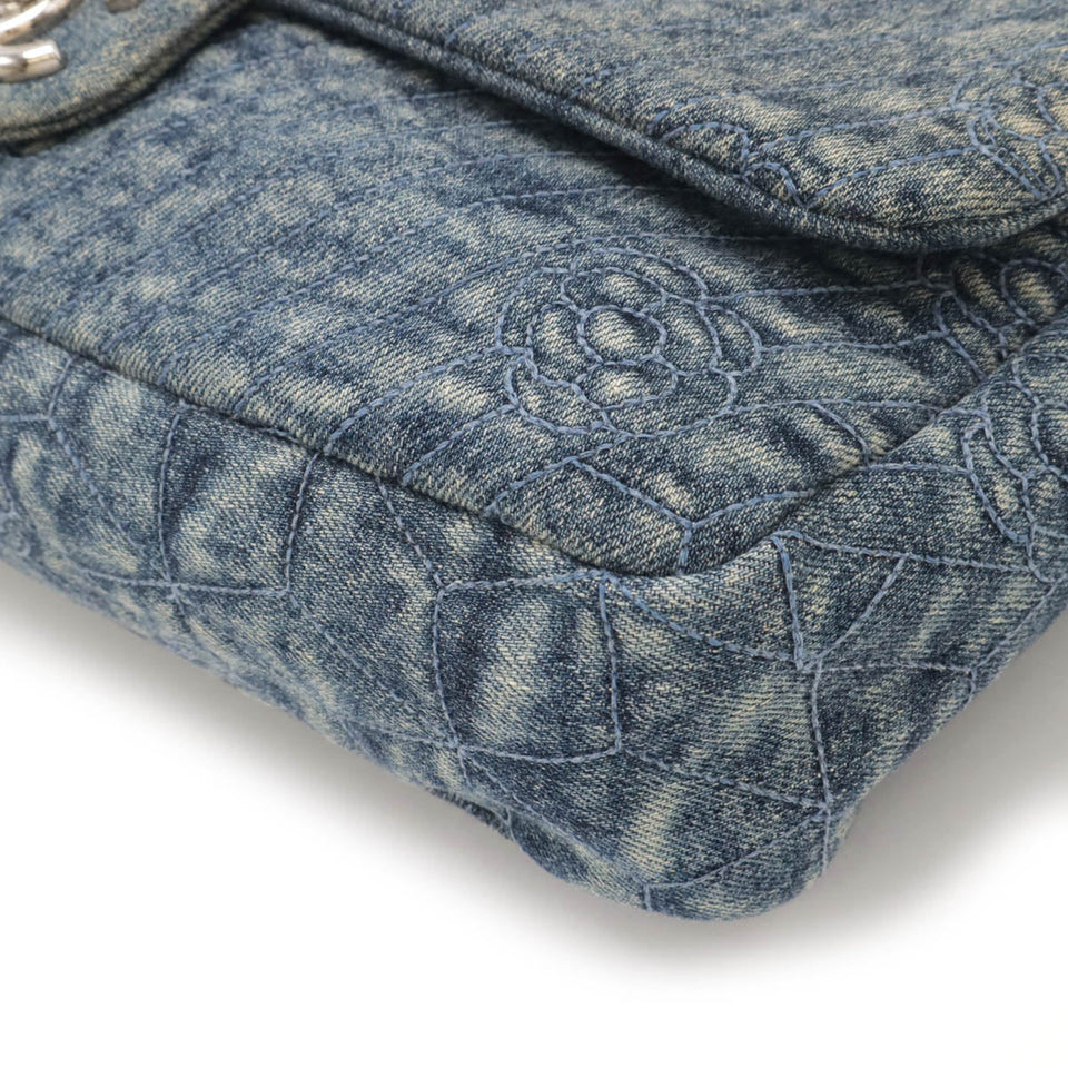 Chanel Denim Camellia Coco Mark Shoulder Bag