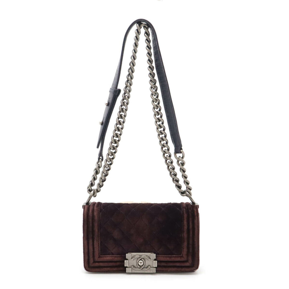 Chanel Velour Leather Boy Chanel Shoulder Bag A67085