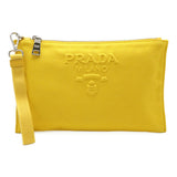 Prada Embossed Logo Canvas Leather 2way Clutch Bag