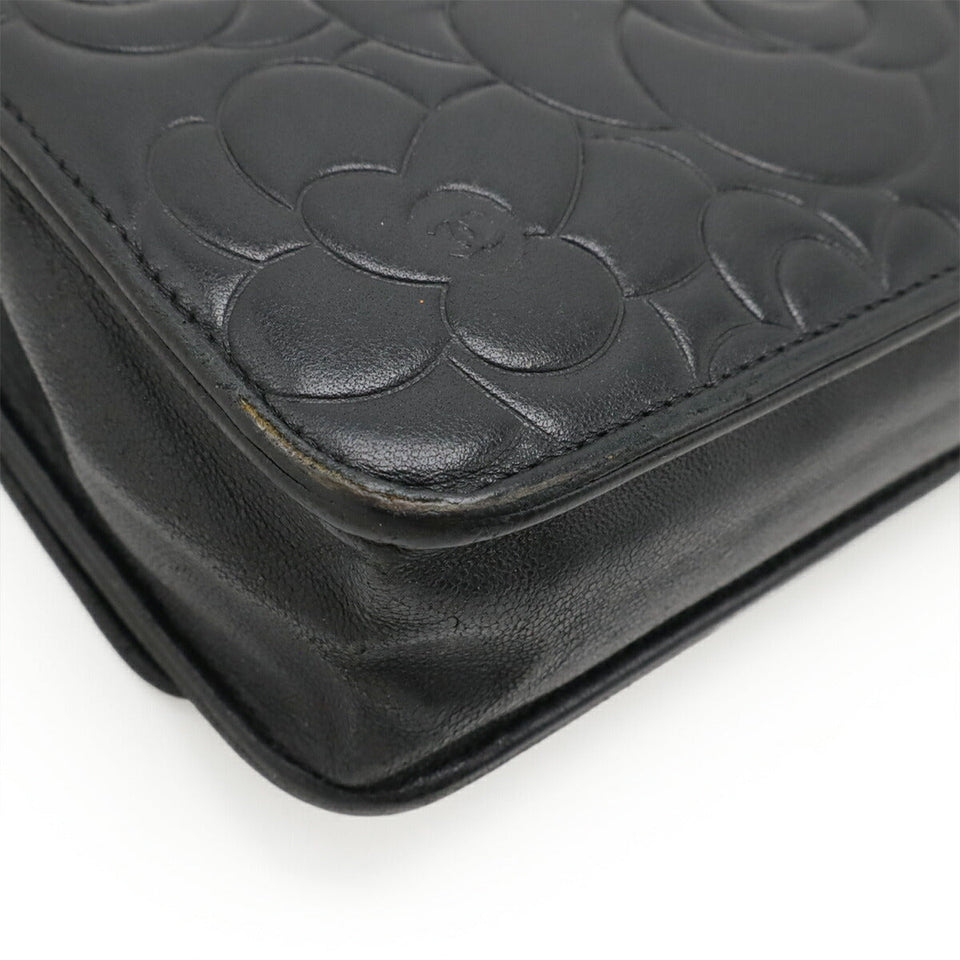 Chanel Camellia Lambskin Chain Wallet Shoulder Bag
