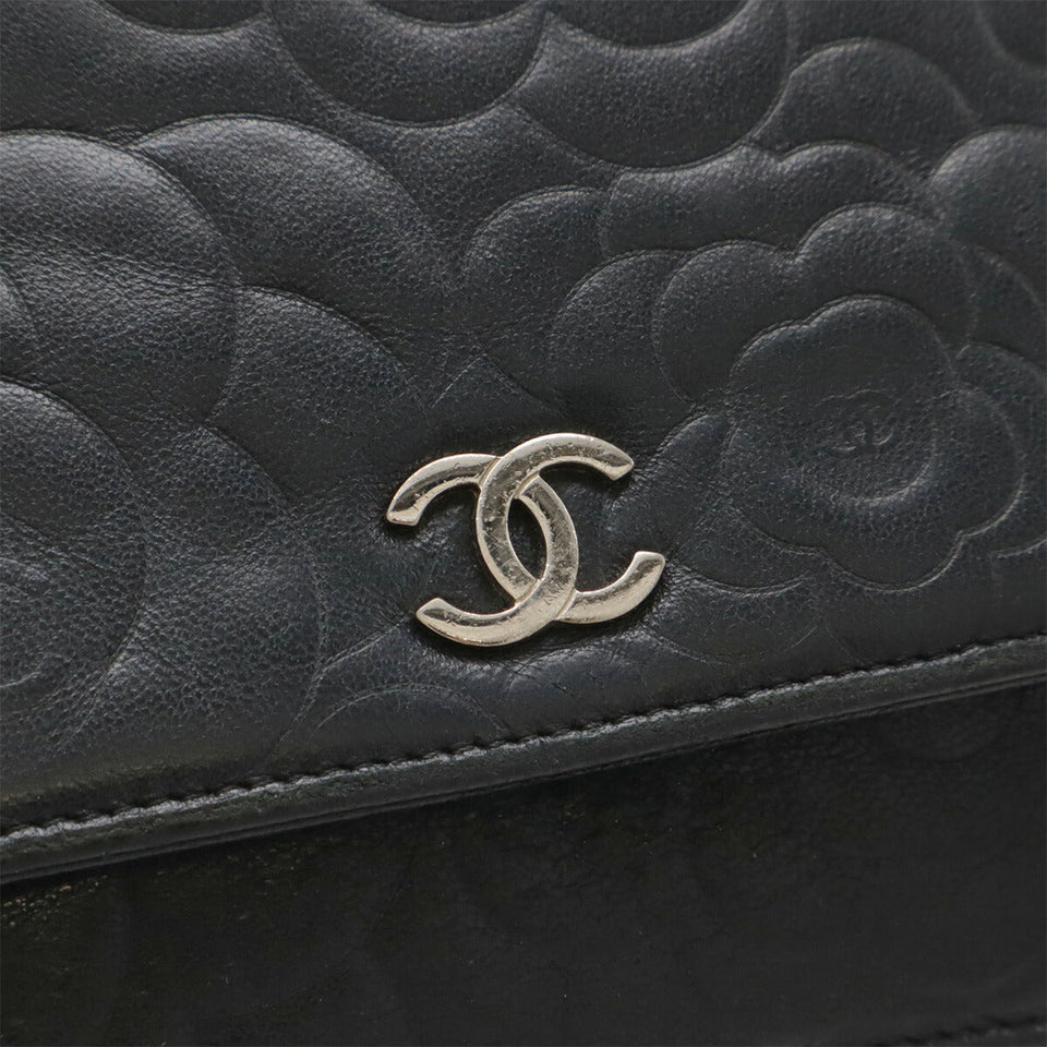 Chanel Camellia Lambskin Chain Wallet Shoulder Bag