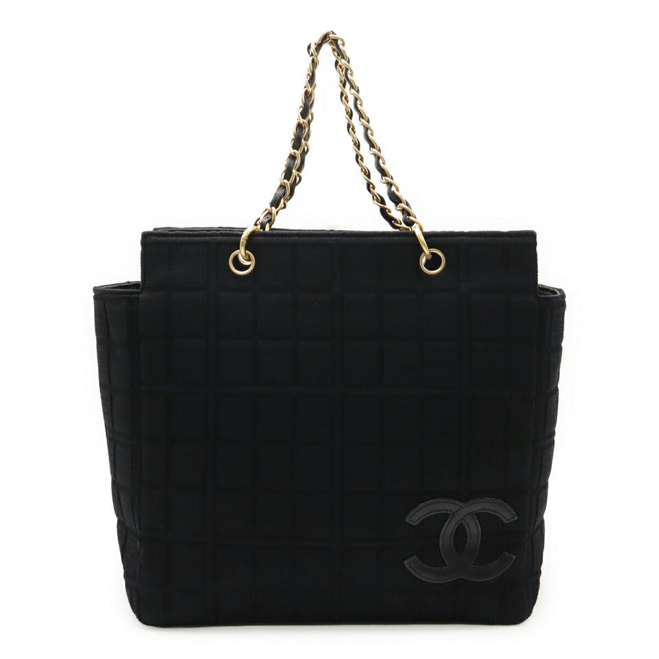 Chanel Choco Bar Cotton Jersey Leather 2way Shoulder Bag