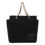 Chanel Choco Bar Cotton Jersey Leather 2way Shoulder Bag