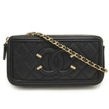 Chanel CC Filigree Caviar Skin 2way Shoulder Bag