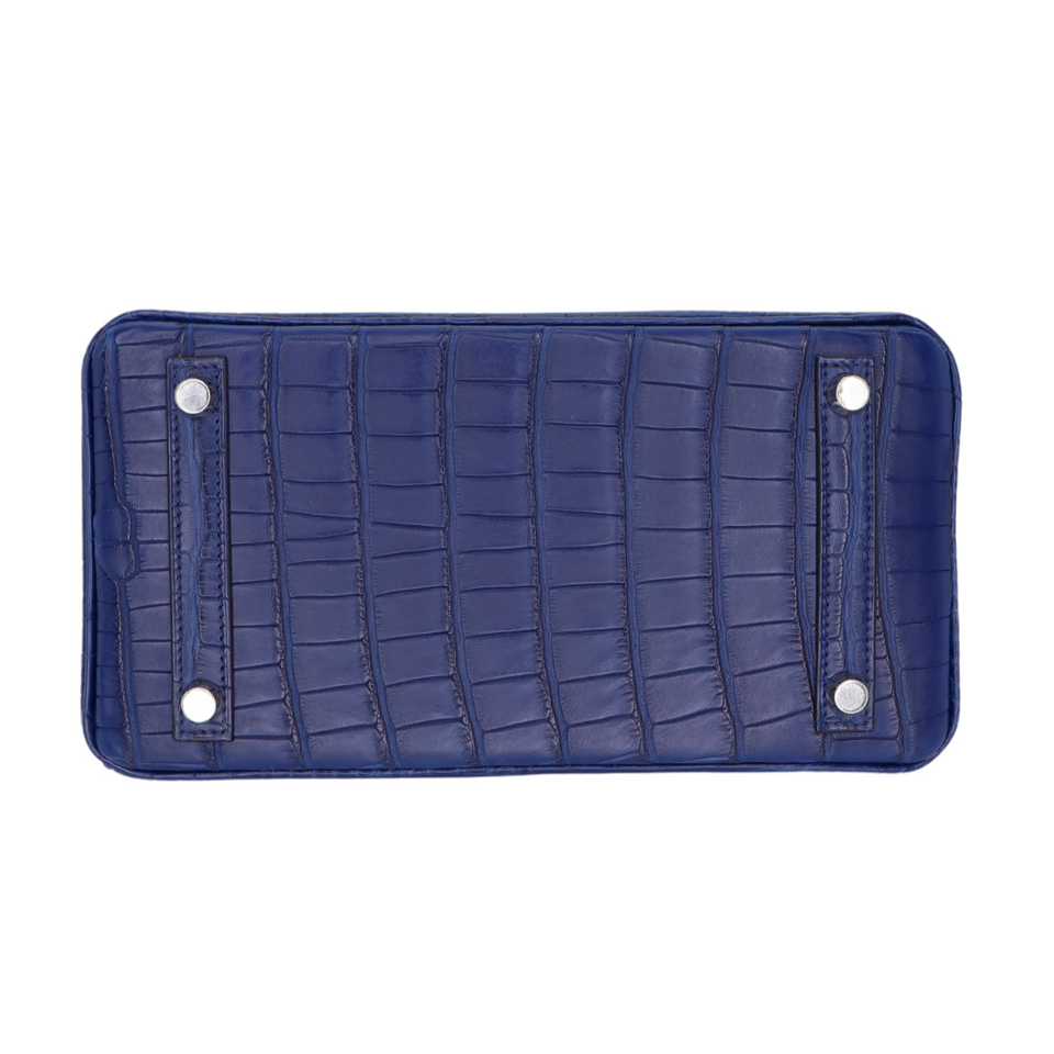 Hermes25cm Birkin Bleu Saphir Matte Alligator Palladium Hardware