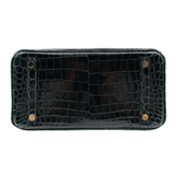 Hermes25cm Birkin Vert Cypress Shiny Niloticus Crocodile Gold Hardware