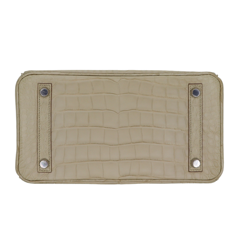Hermes25cm Birkin Beton Matte Alligator Palladium Hardware