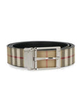 Luxury Burberry Vintage Check Pattern Leather Belt Beige