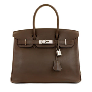 Hermes 30cm Havana Brown Evergrain w/ Palladium Hardware