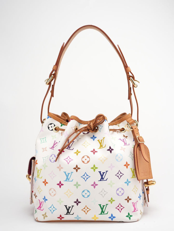 Louis Vuitton White Multicolor Takashi Murakami Bucket Canvas Bag