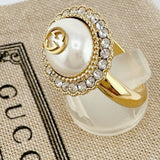 Gucci Ring metal gold Chain effect ring GG S size Flower ring Women