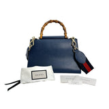 Gucci Handbag 470271 Leather, Bamboo blue Bamboo leather 2way Women