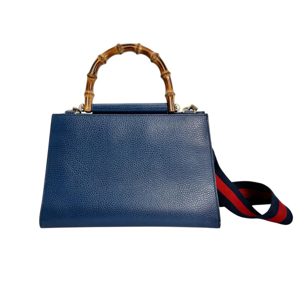 Gucci Handbag 470271 Leather, Bamboo blue Bamboo leather 2way Women