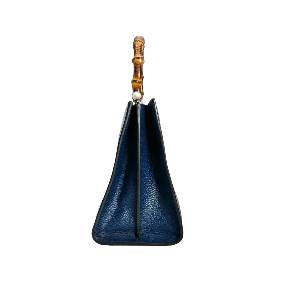Gucci Handbag 470271 Leather, Bamboo blue Bamboo leather 2way Women